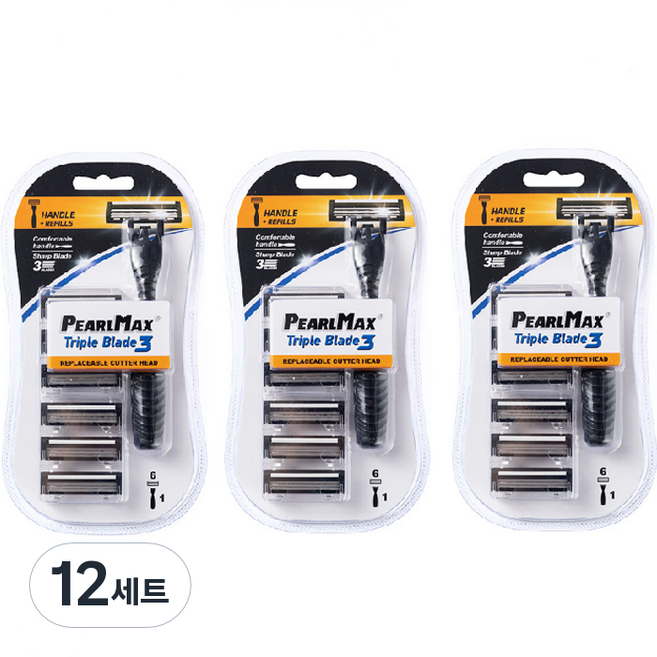 드위트리 프리미엄 MAX 3단 일회용 면도기 + 리필 면도날, 12세트