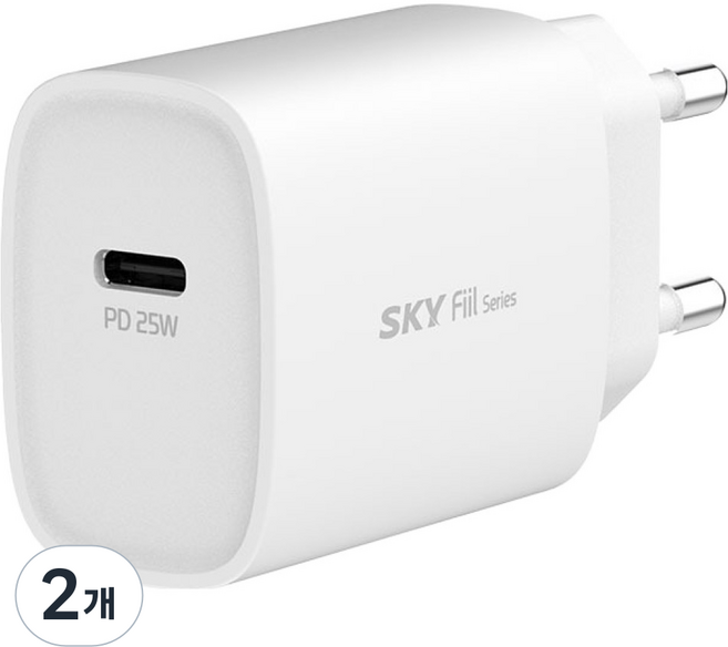 스카이 필 Q1X PD PPS C타입 초고속 충전기 어댑터 25W, 화이트, 2개