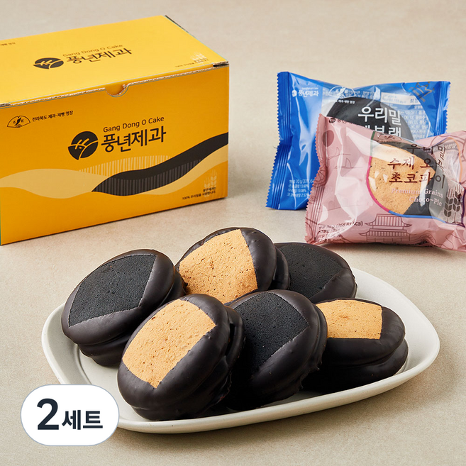 풍년제과 우리밀 수제 오곡 초코파이 70g x 3개입 + 블랙 초코파이 70g x 3개입 세트, 2세트