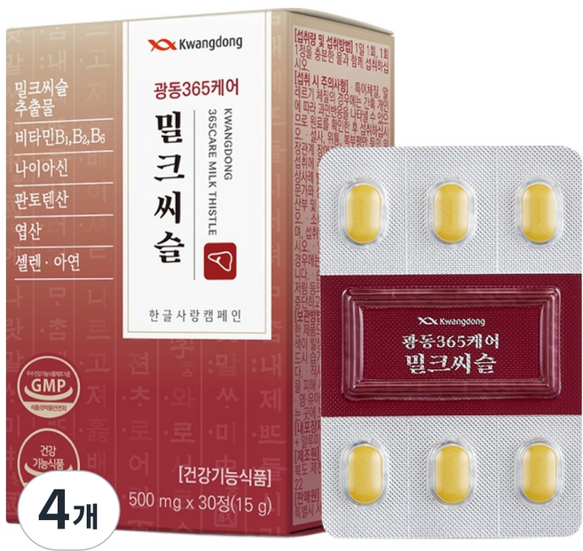 광동 365케어 밀크씨슬, 30정, 4개