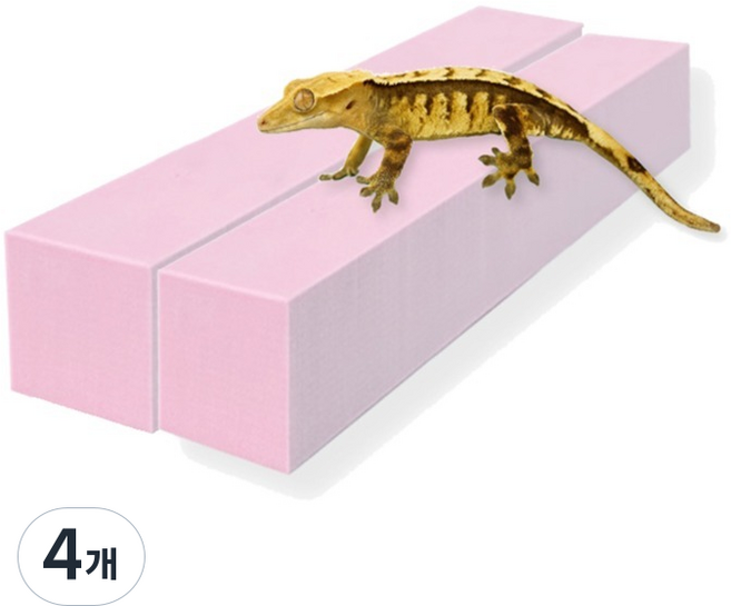 레몽크리프 도마뱀 파충류 크레스티드게코 EVA 고밀도백업 3 x 3 x 20 cm, 핑크, 4개