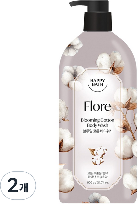 HAPPY BATH Flore 沐浴乳 綻放棉花, 900g, 2個