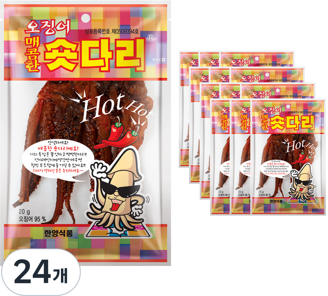 한양식품 주식회사 매콤한 오징어숏다리, 20g, 24개