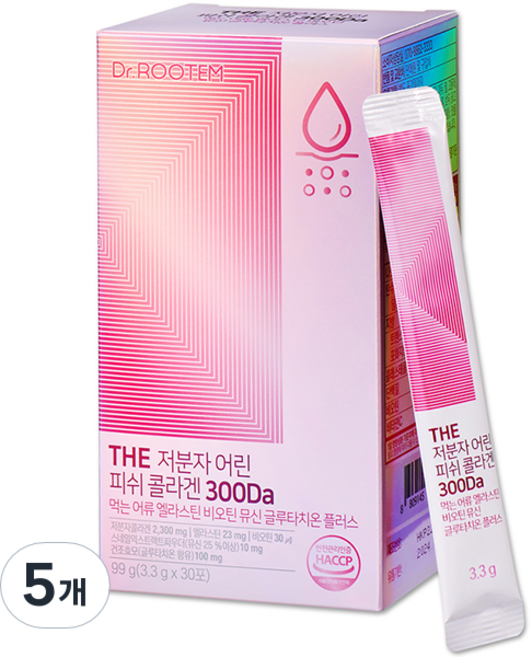 닥터루템 THE 저분자 어린 피쉬 콜라겐 300달톤 먹는 어류 엘라스틴 비오틴 뮤신 글루타치온 플러스, 99g, 5개