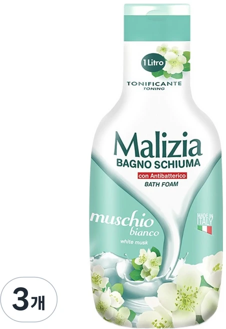말리지아 배스폼 화이트 머스크 위드 안티박테리얼 바디워시 화이트 머스크향, 3개, 1L - 쿠팡