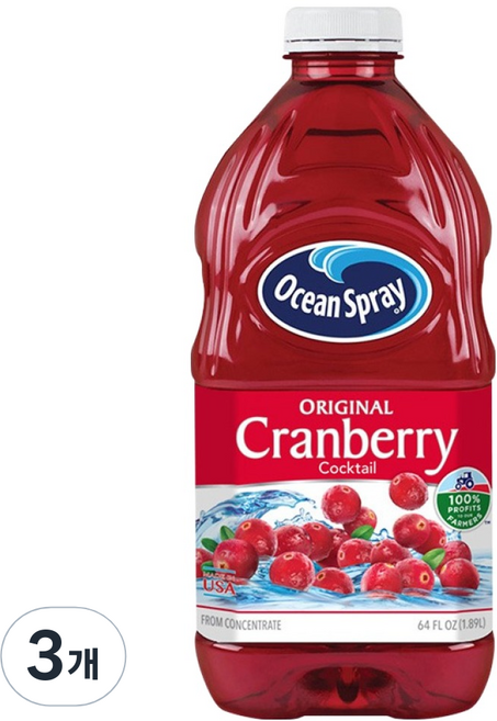 오션스프레이 크랜베리 클래식, 1.89L, 3개