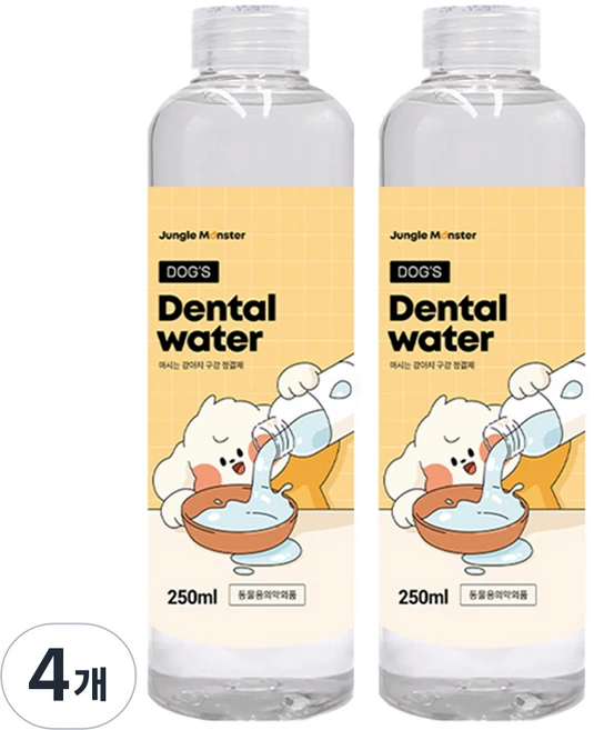 정글몬스터 독 덴탈워터 강아지 구강청결제, 250ml, 4개 - 쿠팡