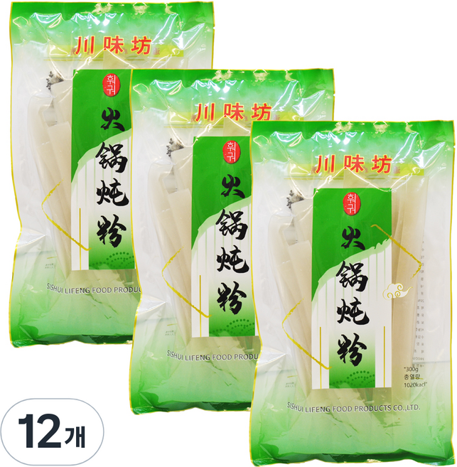 천미방 훠궈 마라탕용 넓적 당면, 300g, 12개