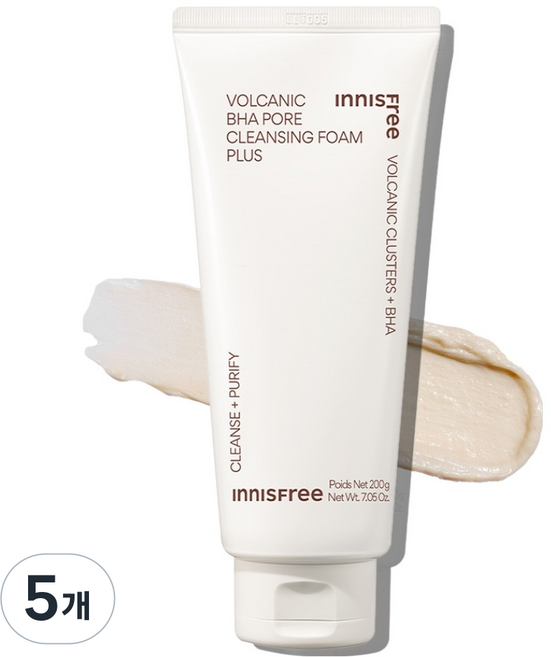 INNISFREE 火山泥BHA毛孔潔面乳 Plus, 200g, 5個