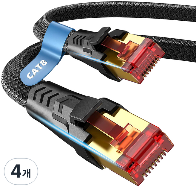 코드웨이 CAT.8 랜선 초고속 인터넷 랜케이블, 혼합색상, 4개, 0.3m