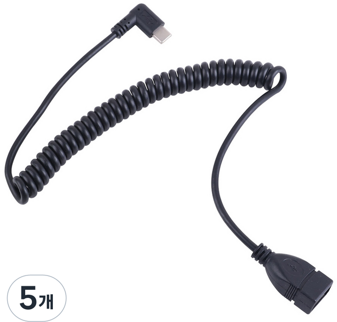Coms USB A-USB 3.1 Type-C OTG 彈簧彎頭傳輸線 NA916, 黑色, 5個, 100cm