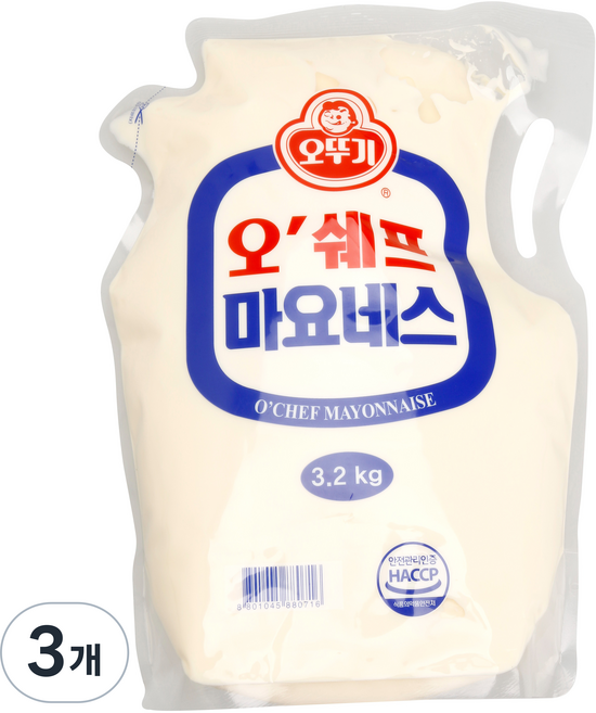 오뚜기 오쉐프 스탠딩파우치 마요네스, 3.2kg, 3개