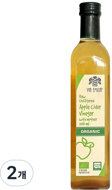 에밀리아 유기농 애플사이다비니거, 500ml, 2개