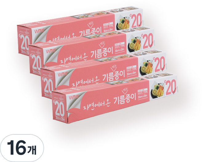 월리스 자연에서 온 기름 먹는 종이 화이트, 16개