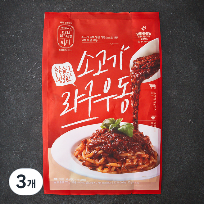 존쿡델리미트 소고기 라구 우동, 700g, 3개