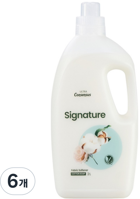 컨센서스 울트라 시그니처 농축형 섬유유연제 코튼비누향 본품, 2L, 6개