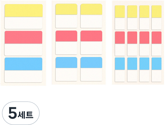 아이엔피 형광 인덱스 접착 메모 스티커 소 + 중 + 대, 5세트