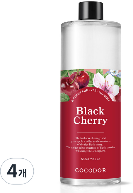 코코도르 디퓨저 리필, 블랙체리, 500ml, 4개