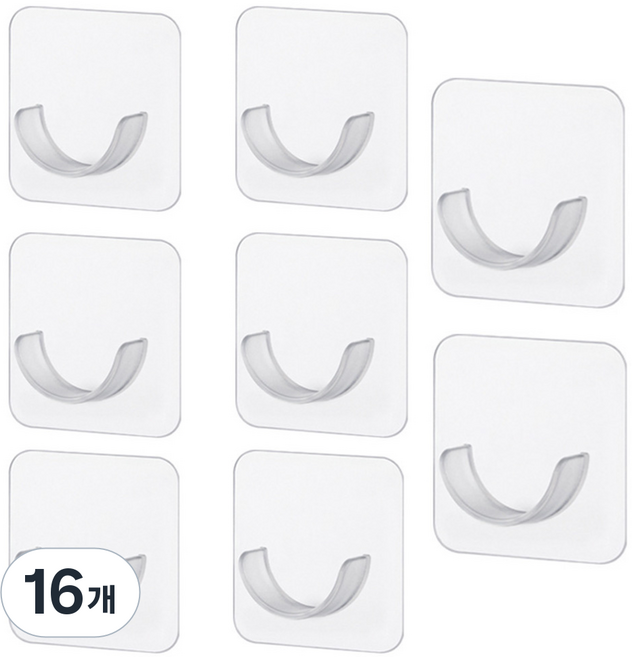 김용석생활연구소 압축봉 무타공 벽부착 고정홀더 B, 투명, 16개