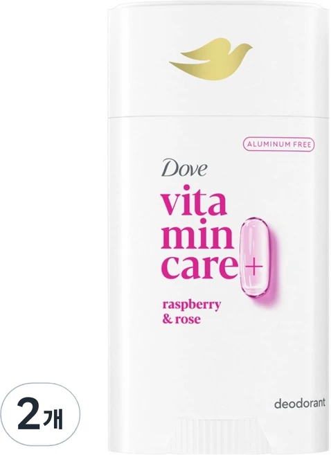 도브 비타민 케어 플러스 데오드란트 스틱 라즈베리 앤 로즈 향, 74g, 2개 - 쿠팡