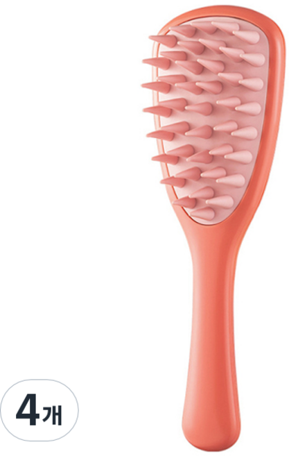 투인원 두피 마사지 샴푸 브러쉬, 4개, 레드