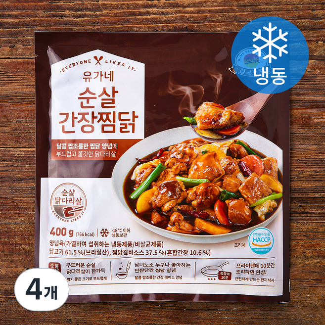 유가네 순살 간장찜닭 (냉동), 4개, 400g
