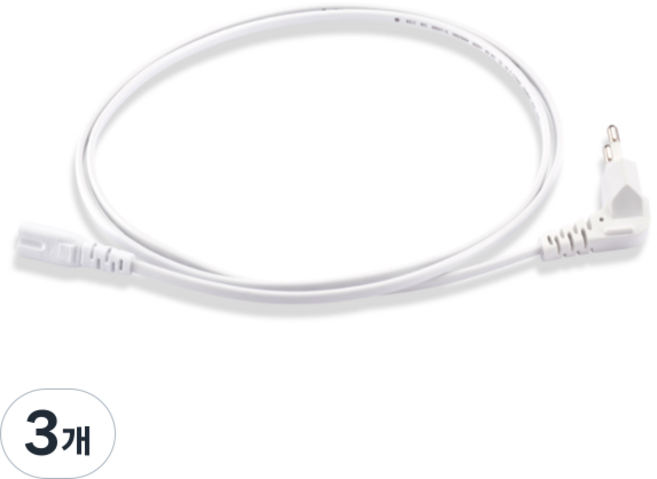 삼정 컴퓨터 모니터 파워 전원 케이블 ㄱ자브래트형 / 8자 WHITE AC 220V, 3개, 2m