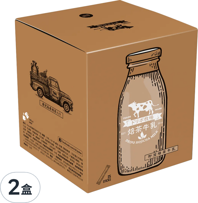 dripo 焙茶牛乳即溶飲品, 16g, 25條, 2盒