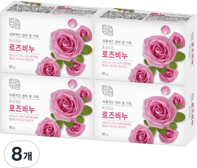 자연미인 로즈비누 장미향, 90g, 8개입