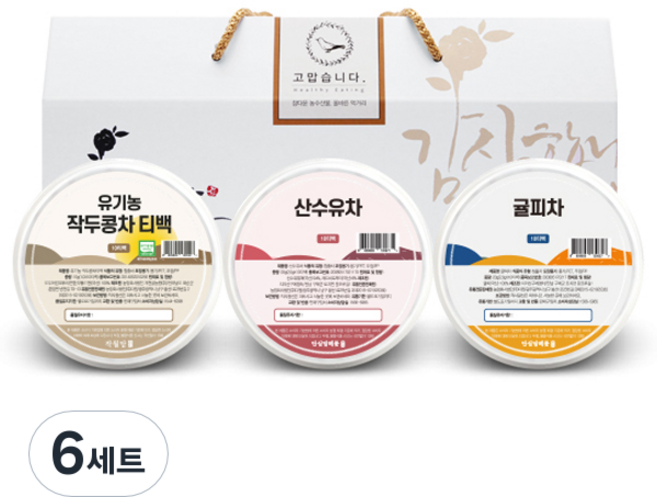 건강차티백 3종 선물세트, 작두콩차 + 산수유차 + 귤피차, 6세트