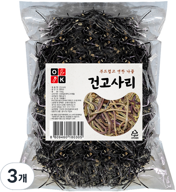 오케이식품 건고사리, 100g, 3개