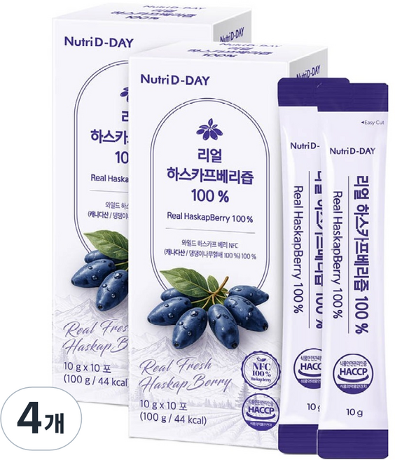 Nutri D-DAY Real NFC 鮮榨越橘莓棒 10入, 100g, 4個