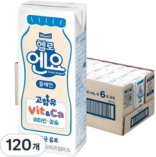 엔요 유산균음료 플레인, 200ml, 120개