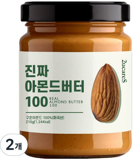 이유케어스 진짜 아몬드버터 100, 210g, 2개