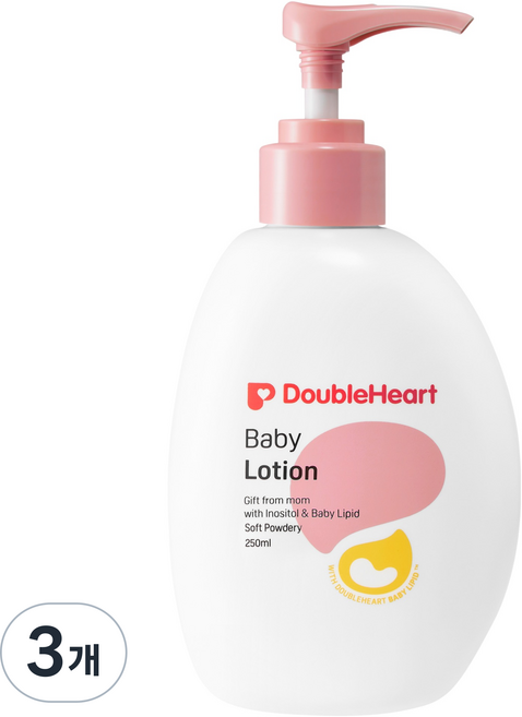 더블하트 베이비 로션 소프트 파우더리, 250ml, 3개