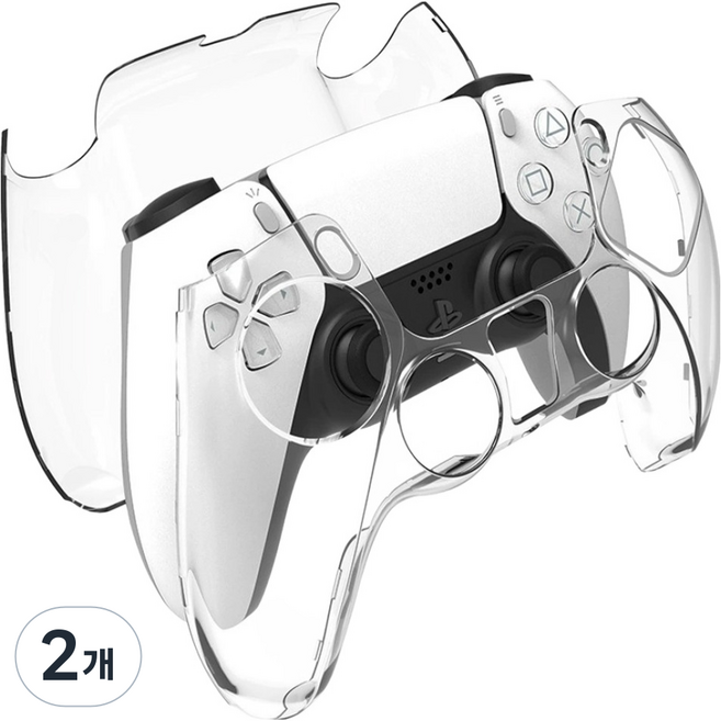 스페이스쉴드 PS5 듀얼센스 호환 퓨어 그립 클리어 PC 케이스, 투명, 2개