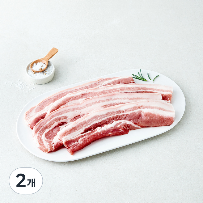 보담 무항생제 인증 바로 신선 한돈 미박 삼겹살 구이용 (냉장), 2개, 600g