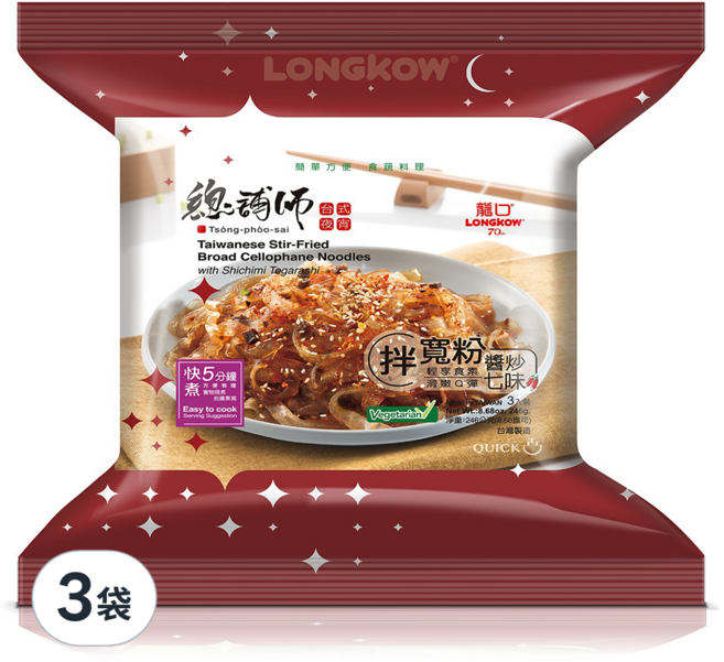 龍口 總舖師 醬炒七味拌寬粉 3包, 246g, 3袋