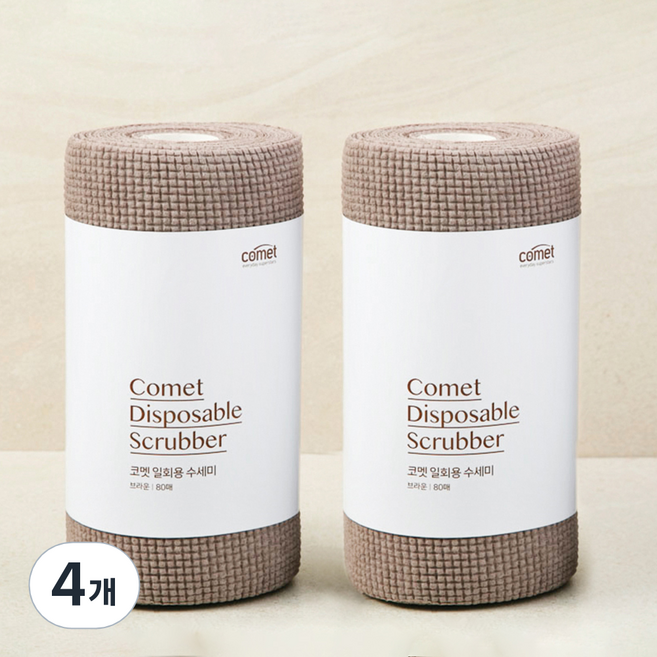 코멧 일회용 수세미, 브라운, 4개, 80개입