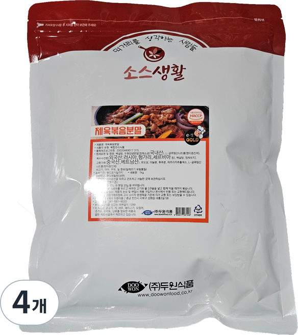 두원식품 제육볶음 분말, 1kg, 4개