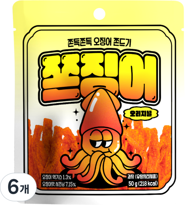 쫀슐랭 쫀징어 과자 오리지널, 50g, 6개