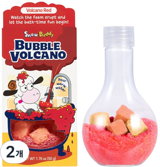 스노우버디 버블 볼케이노 입욕제 볼케이노레드, 50g, 2개
