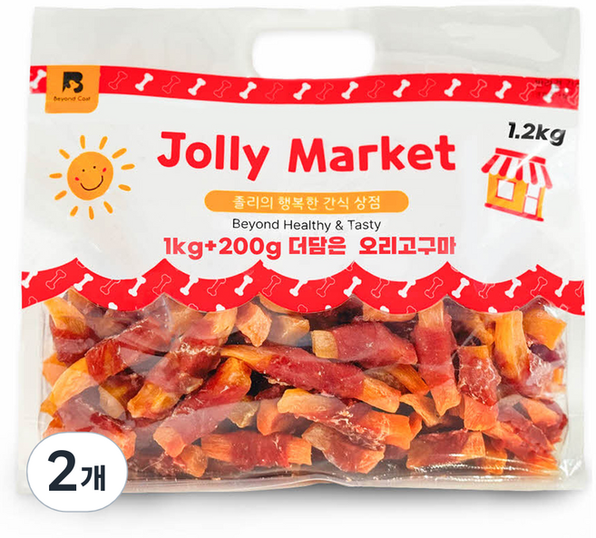 비욘드코스트 강아지 대용량 실속형 간식, 오리 호박고구마, 1.2kg, 2개