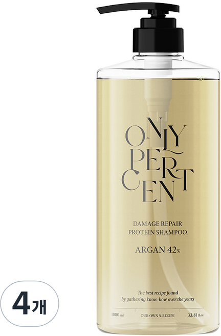 온리퍼센트 아르간 42 극손상 단백질 샴푸, 1L, 4개