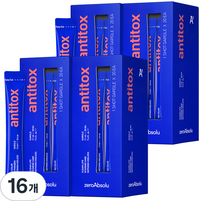 안티톡스 제로앱솔루 가글, 220ml, 16개