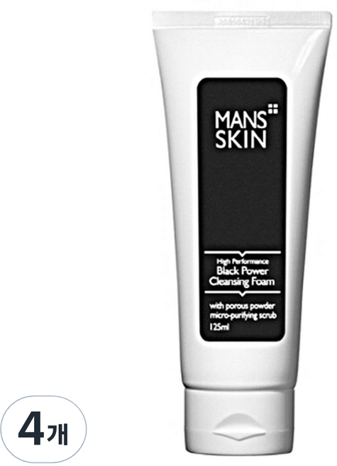 맨즈스킨 하이퍼포먼스 블랙파워 클렌징폼, 4개, 125ml