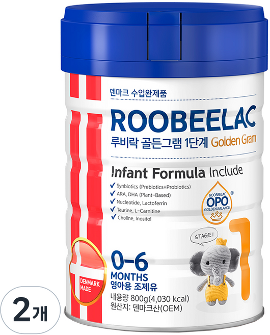 루비락 골든그램 분유 1단계, 800g, 2개