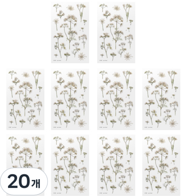어프리 압화 스티커, 아미꽃, 20개