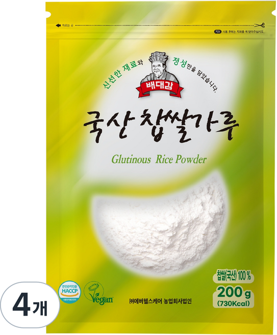 배대감 국산 찹쌀가루, 200g, 4개