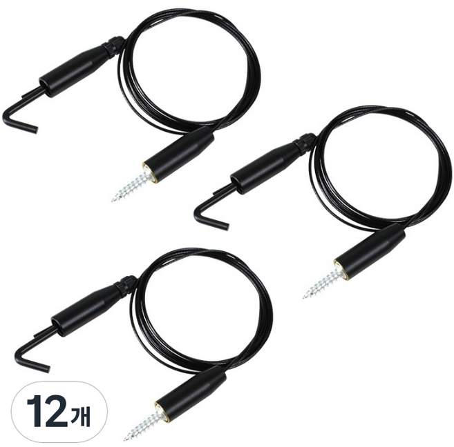 코텍스 액자 와이어 슬림 좁은틈 천장걸이 1m, 12개, 블랙